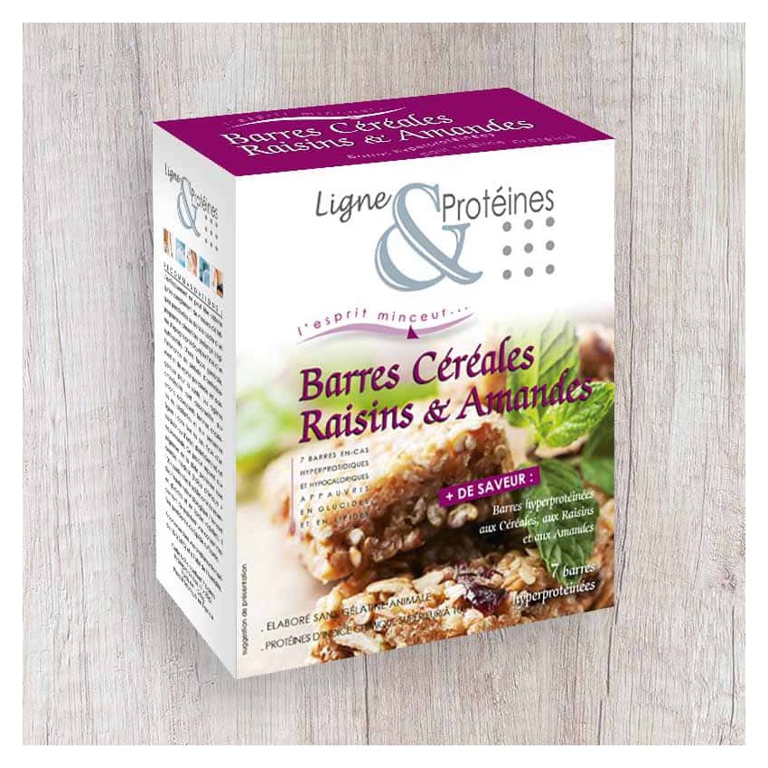 Barres hyperprotéinées Céréales Raisins & Amandes (7 barres)
