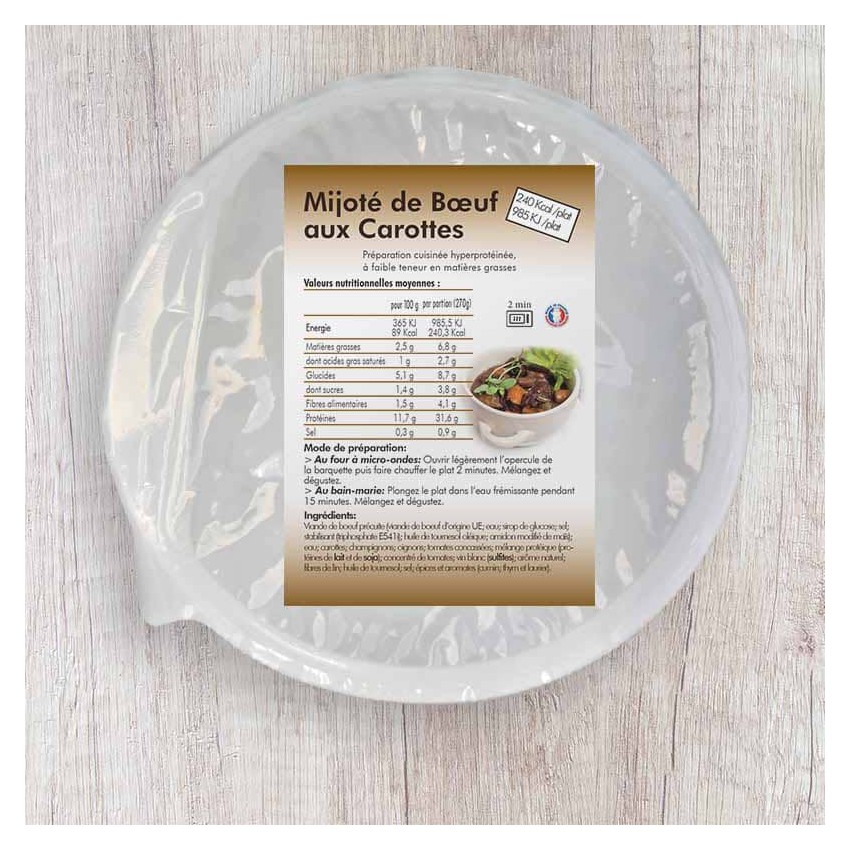 Mijoté de boeuf aux carottes Hyperprotéiné (plat cuisiné)