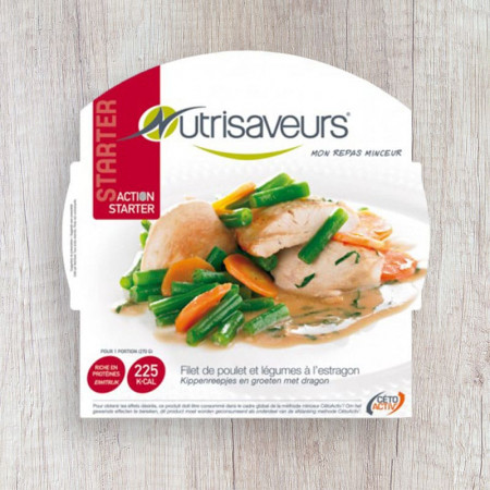 Substituts de Repas Plat cuisiné protéiné PROTECH Aiguillette de Poulet à  l'Estragon Plat de 300 g- FitnessBoutique