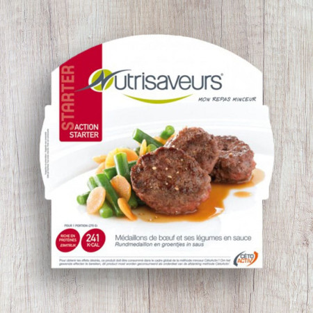 Médaillons de Boeuf et ses légumes en sauce Hyperprotéinés (plat cuisiné)